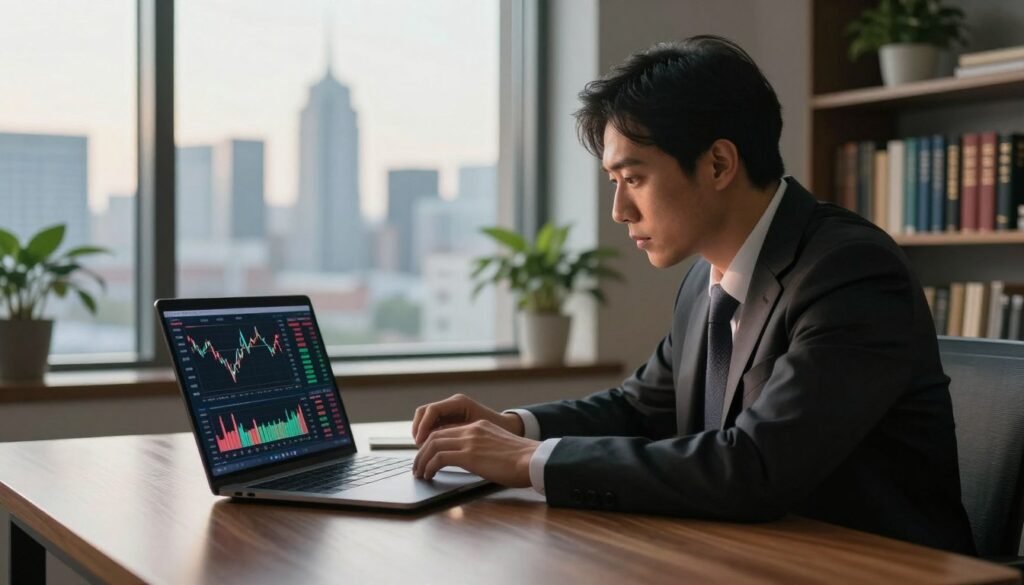 man at investment computer